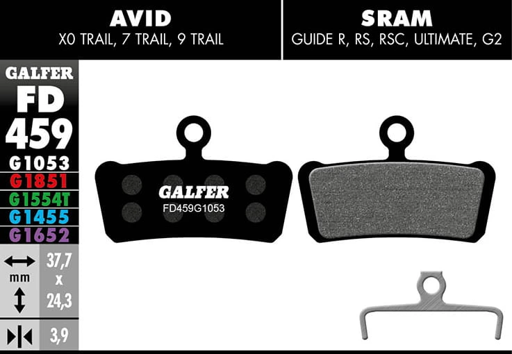 GALFER Standaard Remblok - Avid X0 Trail, 7 Trail, 9 Trail, SRAM Guide Alle Modellen 1 GALFER Standaard Remblok - Avid X0 Trail, 7 Trail, 9 Trail, SRAM Guide Alle Modellen