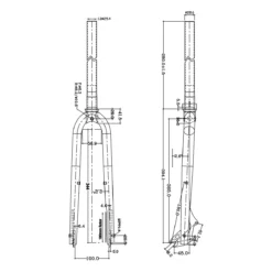 FFX-45 Disc Fixie Starre Voorvork - Zwart -Rij Graag Verkoop FKITFD74K dimensions