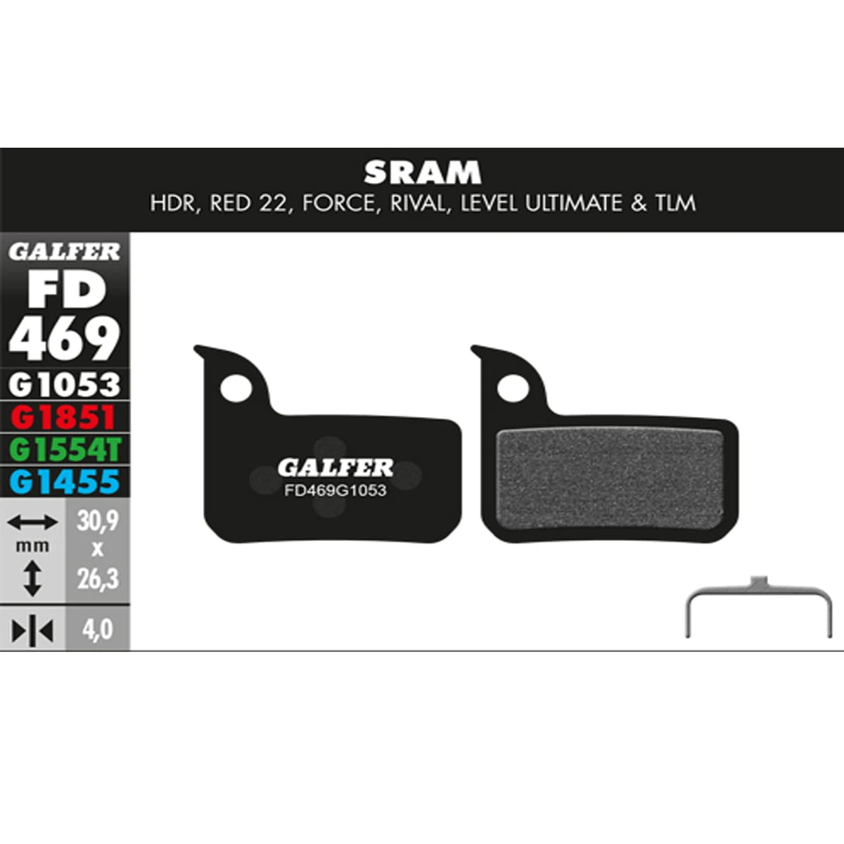 GALFER Remblok Road SRAM - Rood 22, Force, Rival 1 GALFER Remblok Road SRAM - Rood 22, Force, Rival