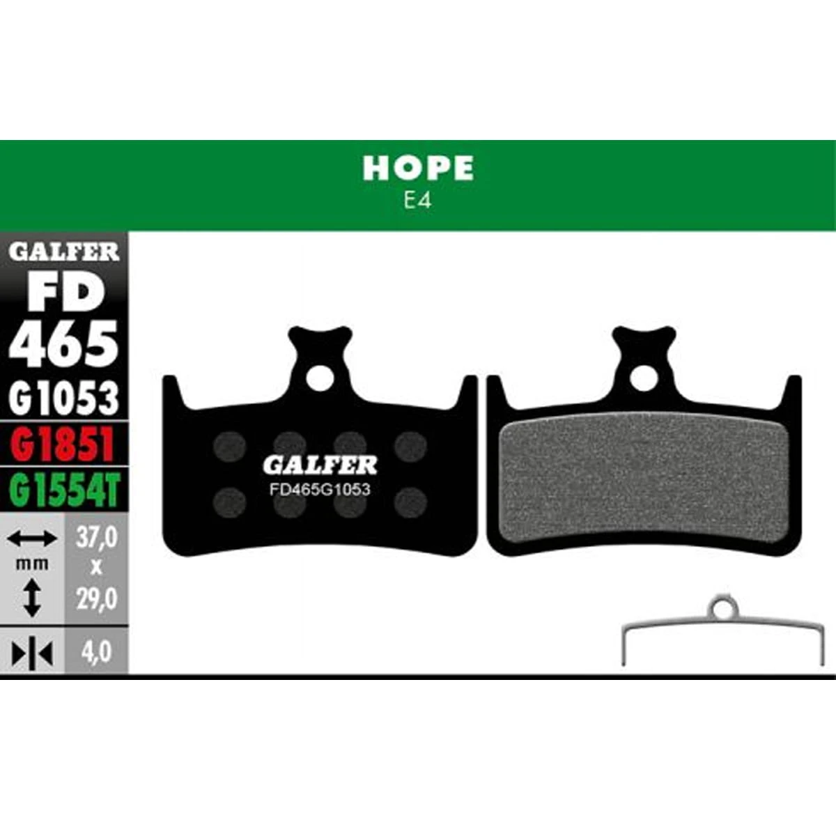 GALFER Standaard Remblok - HOPE E4 - Zwart 1 GALFER Standaard Remblok - HOPE E4 - Zwart